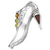 Silver Shoe Brooch with Amber - Multi