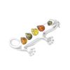 Silver Lizard Brooch with Multicolour Amber