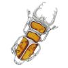 Sterling Silver Beetle Brooch with Amber