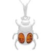 Silver Scarab Beetle Pendant with Amber (AMB0598)