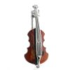 Silver Violin Brooch with Amber