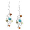 Silver Earrings with Amber and Turquoise (AMB0672)