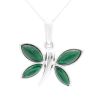 Silver Butterfly Pendant Necklace with Malachite