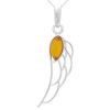 Angel Wing Silver Pendant with Amber