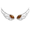 Angel Wing Silver Earrings with Amber