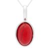 Silver Oval Pendant Necklace with Coral