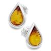 Sterling Silver Stud Earrings with Amber