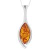 Silver And Amber Pendant Necklace with A Cut Detail
