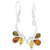 Sterling Silver Earrings with Multicolour Amber (AMB0843)