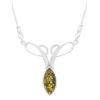 Contemporary Silver Necklace with Green Amber