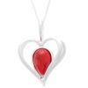 Silver and Coral Heart Pendant