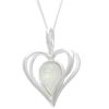 Silver and White Opal Heart Pendant