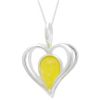 Silver and Yellow Opal Heart Pendant