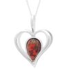 Silver and Red Opal Heart Pendant
