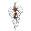 Silver Leaf Pendant with Amber