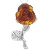 Large Silver Amber Rose Pendant