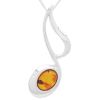 Silver Music Note Necklace with Amber