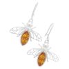 Silver and Amber Bee Earrings