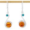 Medieval Silver Earrings with Amber and Turquoise