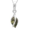 Silver Teardrop Necklace with Green Amber