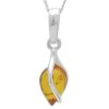 Silver Teardrop Necklace with Amber