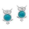 Sterling Silver Owl Stud Earrings with Turquoise