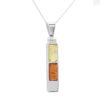 Two Stone Long Pendant Necklace with Yellow and Cognac Amber
