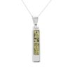 Two Stone Long Pendant Necklace with Green Amber