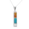 Two Stone Pendant Necklace with Amber and Turquoise