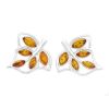Silver Leaf Earrings with Amber
