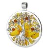 Large Silver Tree Of Life Pendant with Amber