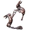Boxing Hares Bronze Wildlife Figure