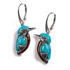 Silver Amber and Turquoise Kingfisher Drop Earrings