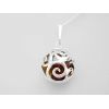 Silver Sphere Pendant with Amber Beads - s