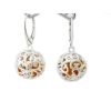 Sterling Silver Sphere Earrings with Baltic Amber Beads