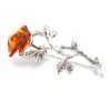 Sterling Silver Rose Brooch With Amber