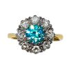 18ct Gold Natural Blue Zircon Diamond Cluster Ring