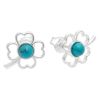 Silver Clover Stud Earrings with Turquoise