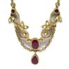 9ct Yellow Gold Ruby and Seed Pearl Necklace