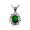 Sterling Silver Green Oval White Cubic Zirconia Mix Cut Pendant