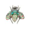 Plique a Jour Marcasite Ruby Silver Insect Brooch Pendant