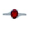 Silver Red White Cubic Zirconia Solitaire Ring