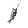 Silver Woodpecker Amber and Coral Necklace